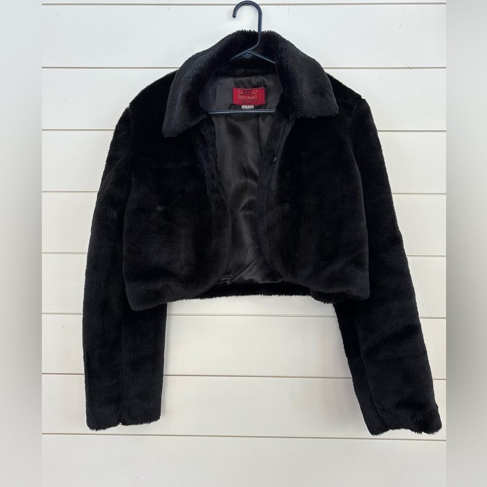 Paris Blues Black Cropped Faux-Fur Teddy Jacket